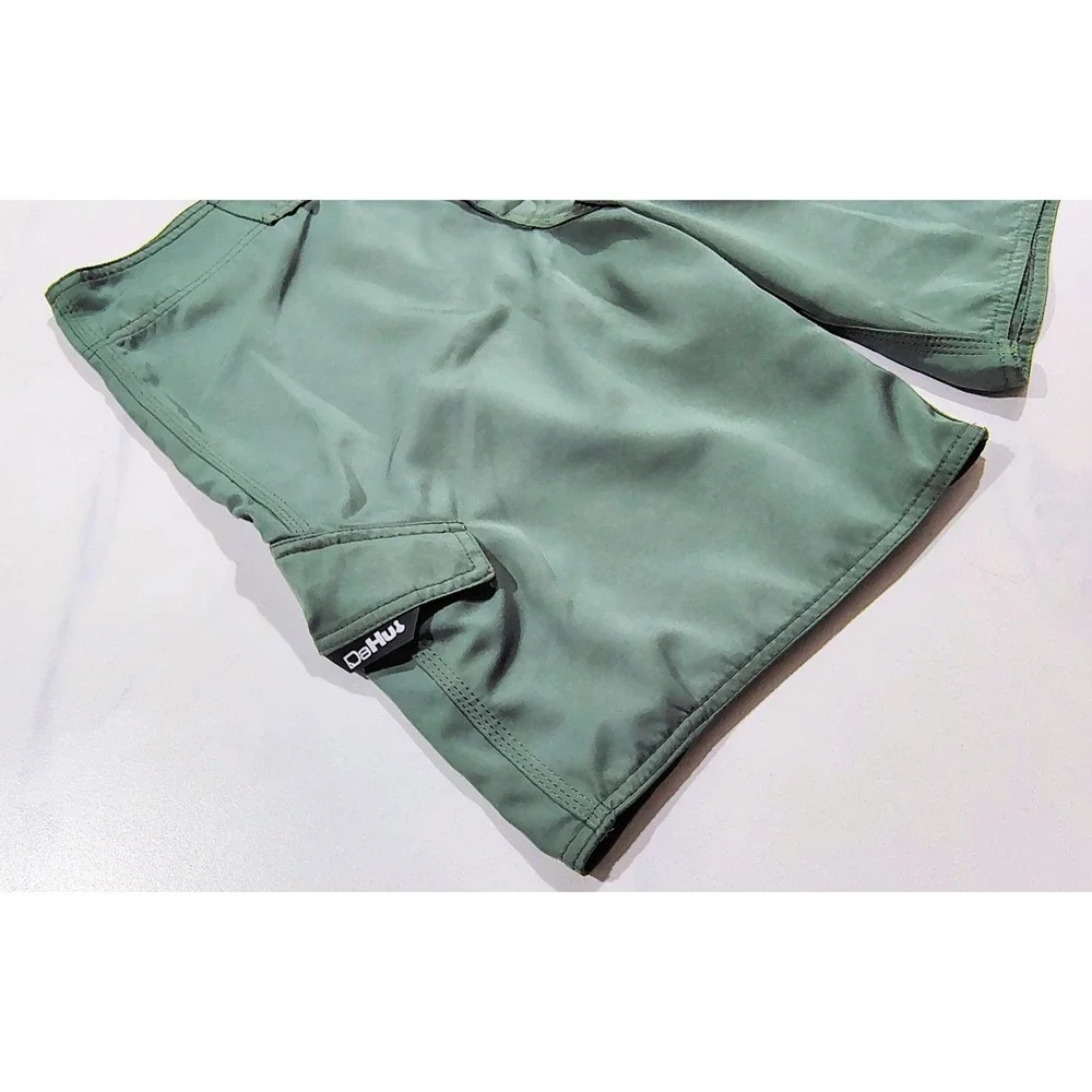 DA HUI Men's Unlined Board Shorts Green Cargo Pocket Size  30 x 10 In